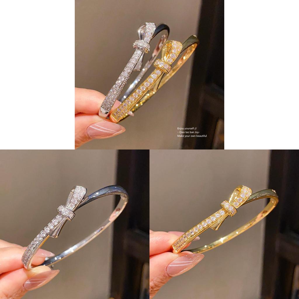 Silver Finish Zircon Butterfly Bangle Bracelet With Gold Plating For Elegant Occasions