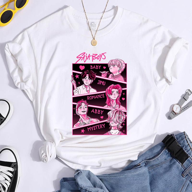 Hot K-Pop Demon Hunters Funny Summer T-Shirt Harajuku Saja Boys Derpy Tiger Print Fashion Short Sleeve Summer Casual T-Shirt Top