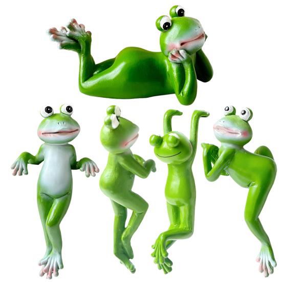 Planter Pot Frog Statue Cartoon Frog Figurine Resin Animal Sculpture Outdoor Garden Flower Pot Hugger Ornament Decoration