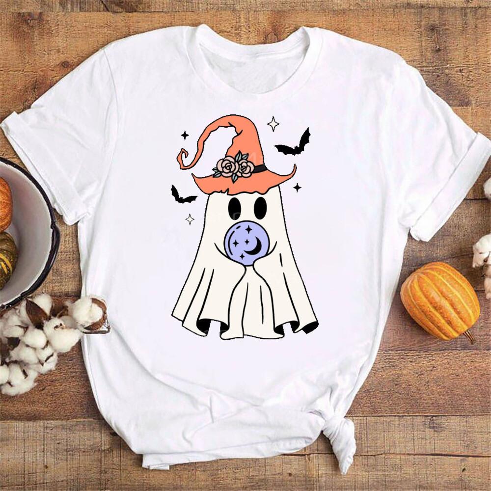 Halloween Unisexs Shirt Cute Halloween Ghost Shirt Halloween Party ShirtUnisex Summer Round Neck Tee Shirt Femme TShirts
