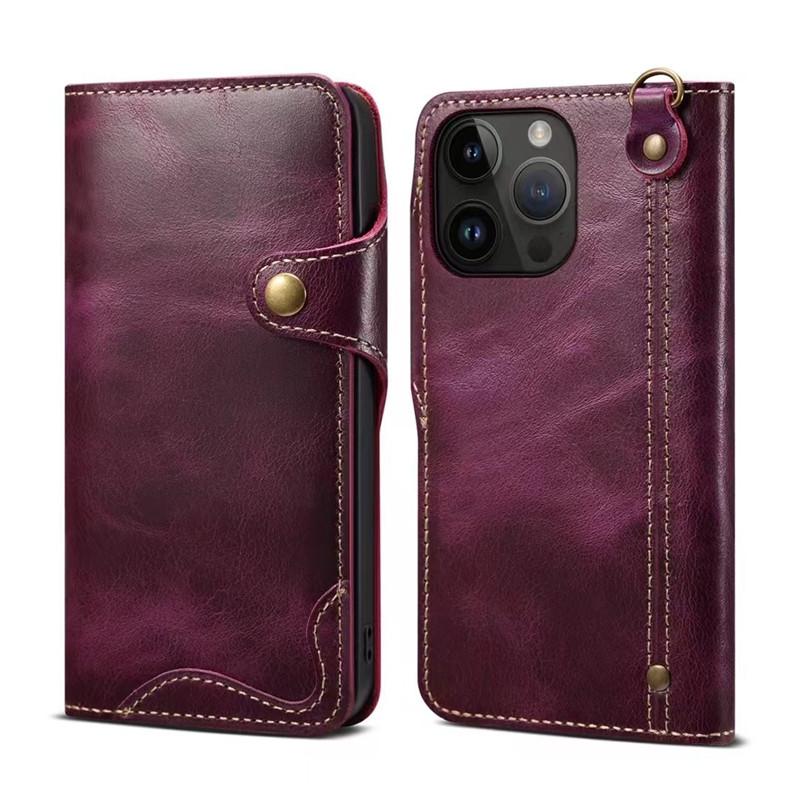 

EUCAGR Оригинальный кожаный кошелек Чехол для телефона для iPhone 14 15 Plus 12 13 Pro Max 11 XS XR 6S 7 8 SE Держатель Чехол С ремешком на руку For iPhone 12 Pro фиолетовый