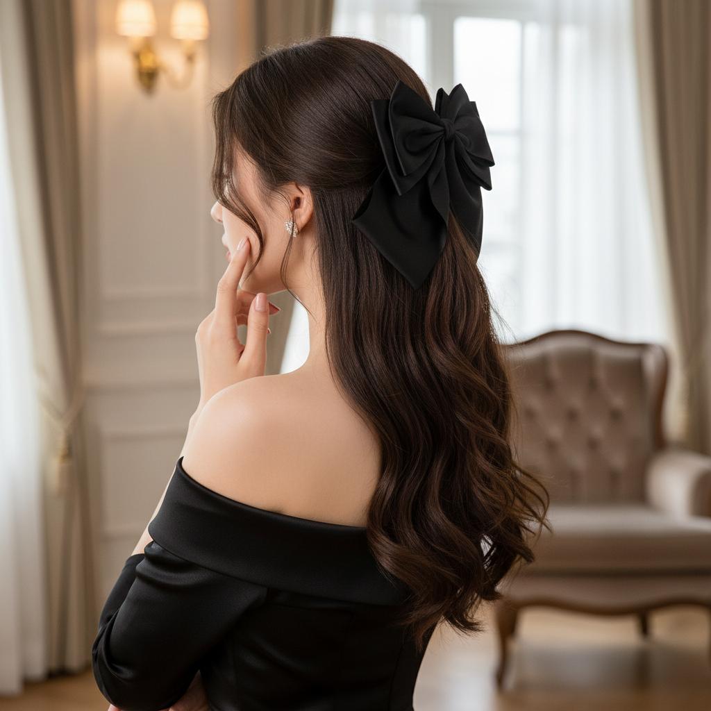 French Elegant Hair Clip Black Bow Claw Clip Butterfly Hair Clip Women Girl Back Of Head Tie Hairpin Fashion Hair Accessories