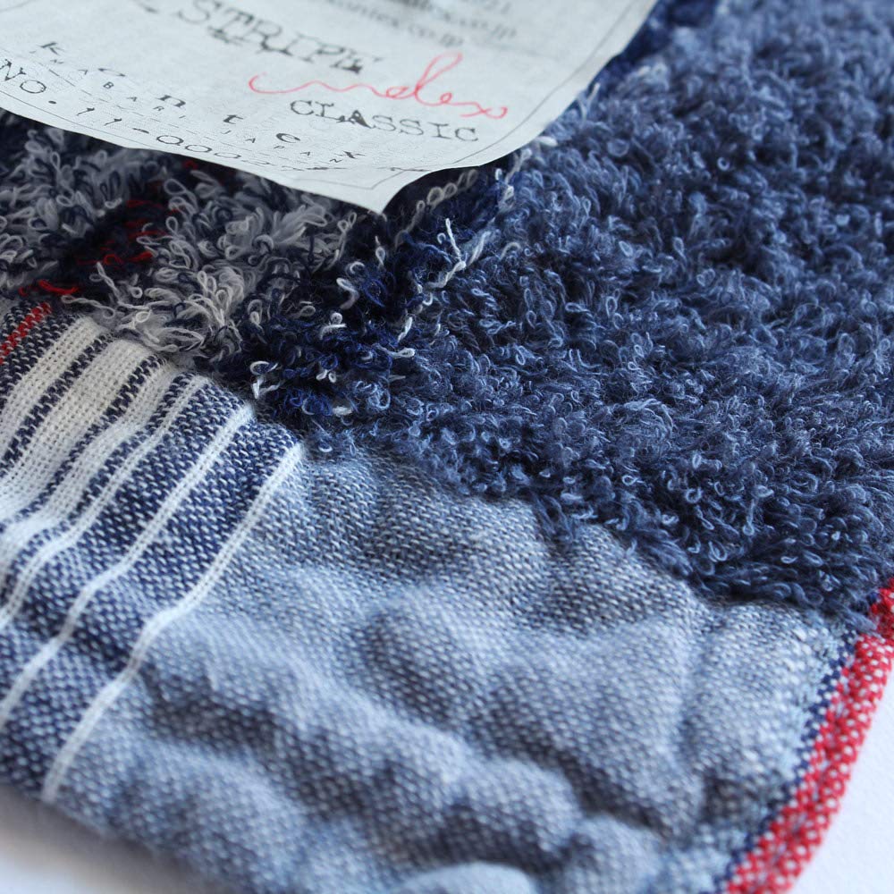 Imabari Towel Contex 40 Stripe Bath Navy Towel,