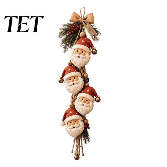 Wooden Santa Claus Ornament Hanging Ornament, Rustic Christmas Tree Decor with Gift for Kids Jute String, Farmhouse Holiday Wall Home Garden Ornaments