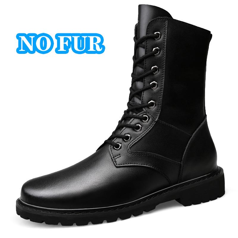 FashionClassic Motorcycle Boots Men High Quality Genuine Leather Ankle Boots High Top Warm Plush Fur Winter Footwear Leisure Walk Shoes