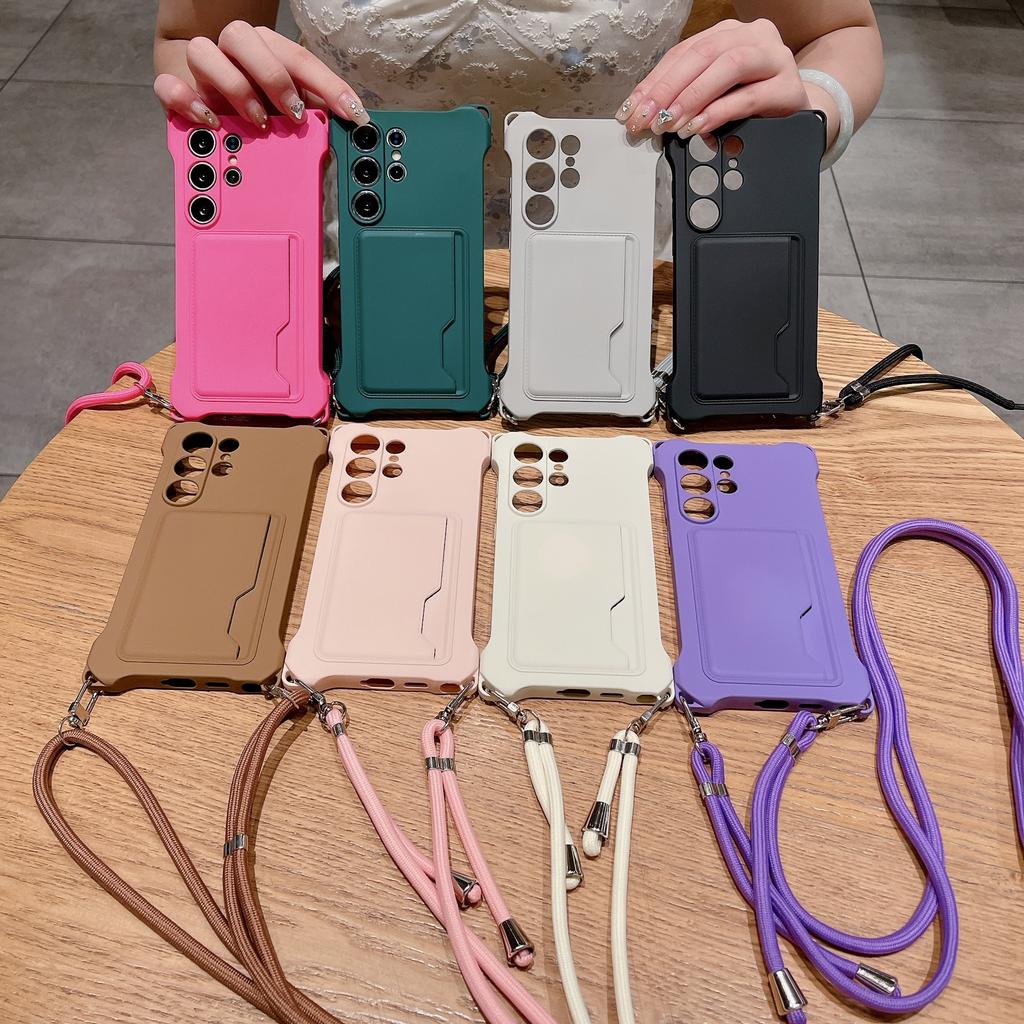 New Side Card Phone Case Samsung S25U Samsung S24 Card Bag Phone Case Oblique Lanyard Case A53 Suitable