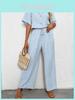Elegant Plain Color Twopiece Suit With Splicing Design For Women Casual Office Wear