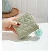 Small Fur Ball Bag, Double Layered Wallet, Diamond Grid, Ladies', Short, Hand-held, Coin Purse