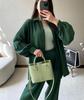 Two-Piece Long-Sleeve Lapel Shirt & Elastic Waist Trousers Suit