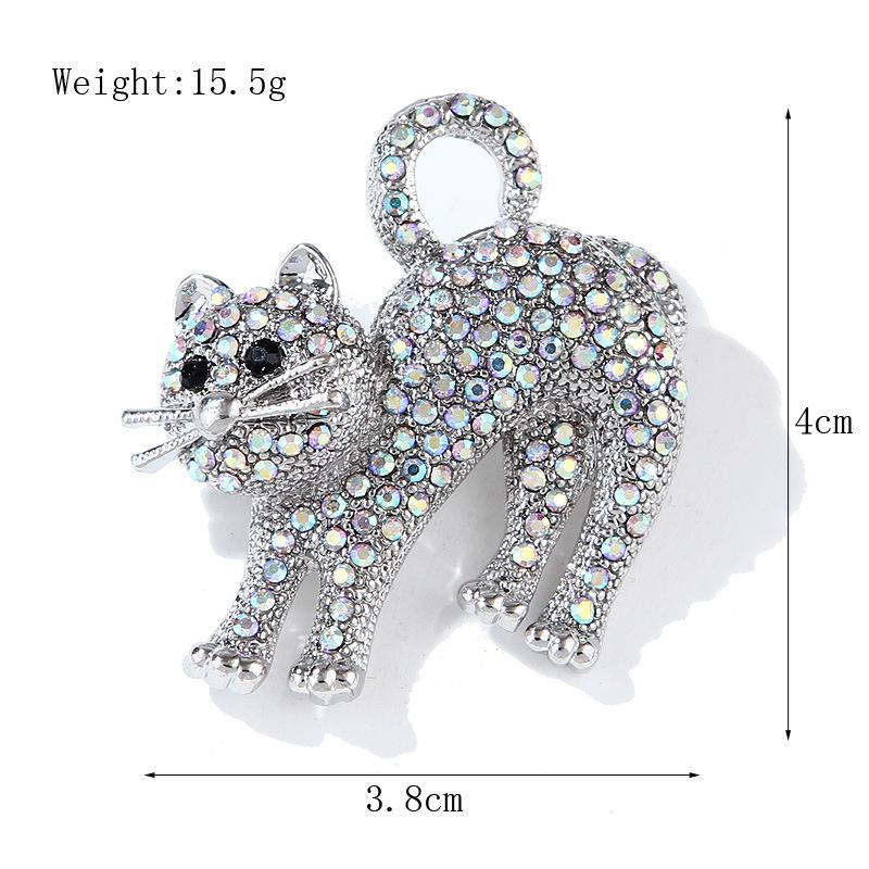 Fashion Internet Celebrity Full Diamond Cute Kitten Animal Brooch Women's Clothing Accessories Brooch