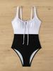 Women's Swimsuit One-piece High Waist Drawstring Sexy Bikini Swimsuit for Women Beachwear Bathing Suits