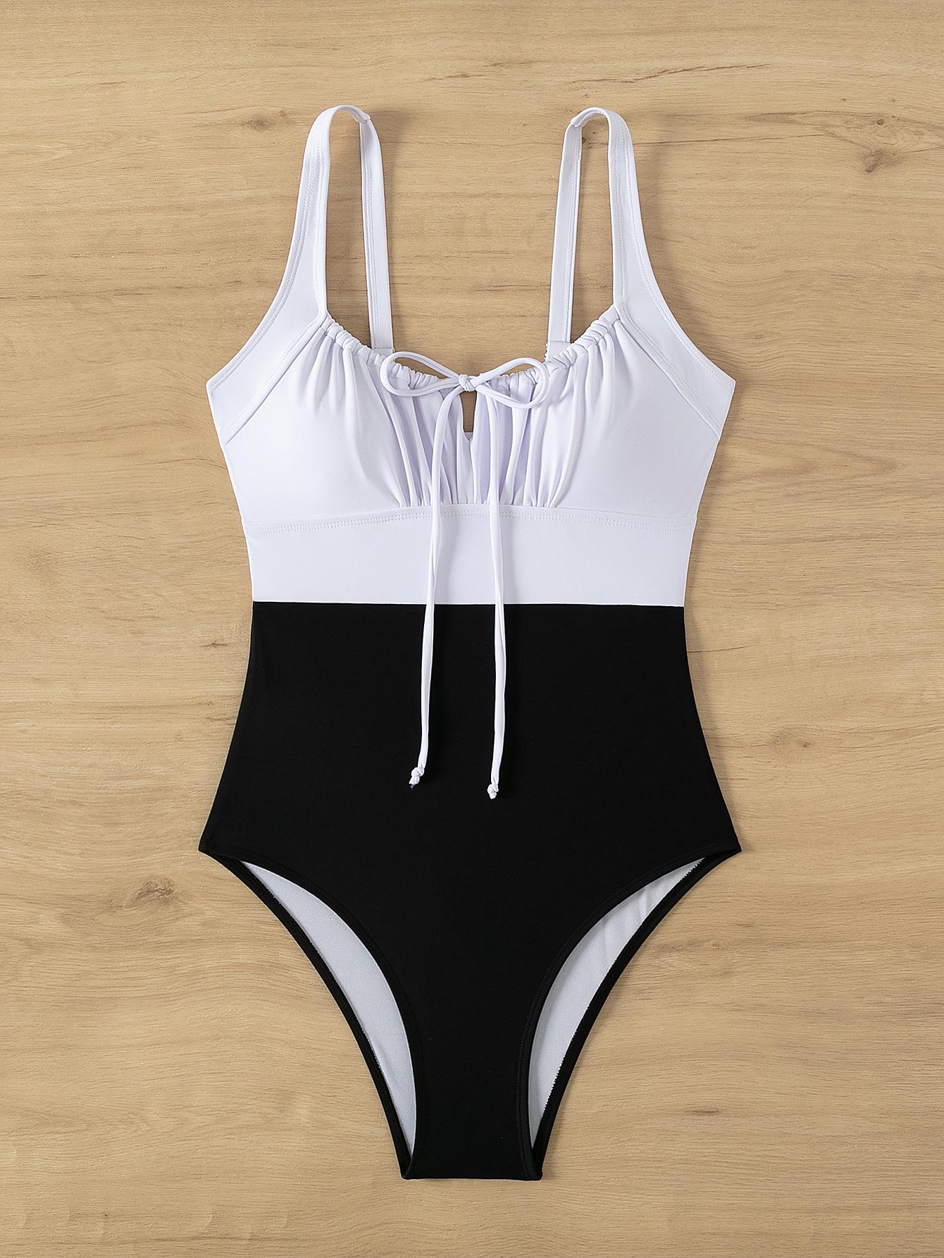 Женский купальник цельный с высокой талией на шнурке сексуальный купальник бикини — фото 8