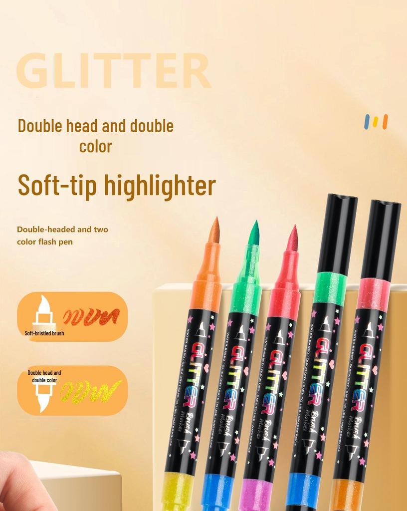 Dual-Color Double-Ended Acrylic Flash Marker Pen for Handwriting