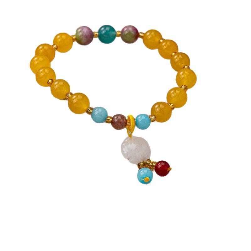 Temple Wufu Agate Bracelet Single Circle Color Duobao Wuxing Crystal Niche Design Simple Jewelry
