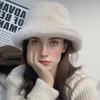 Koreanischer Stil Verdickt für Wärme Fischerhut Damenmode Einfarbig Großer Kopfumfang Ohrenschutz Winddicht Warmhalten Eimerhut