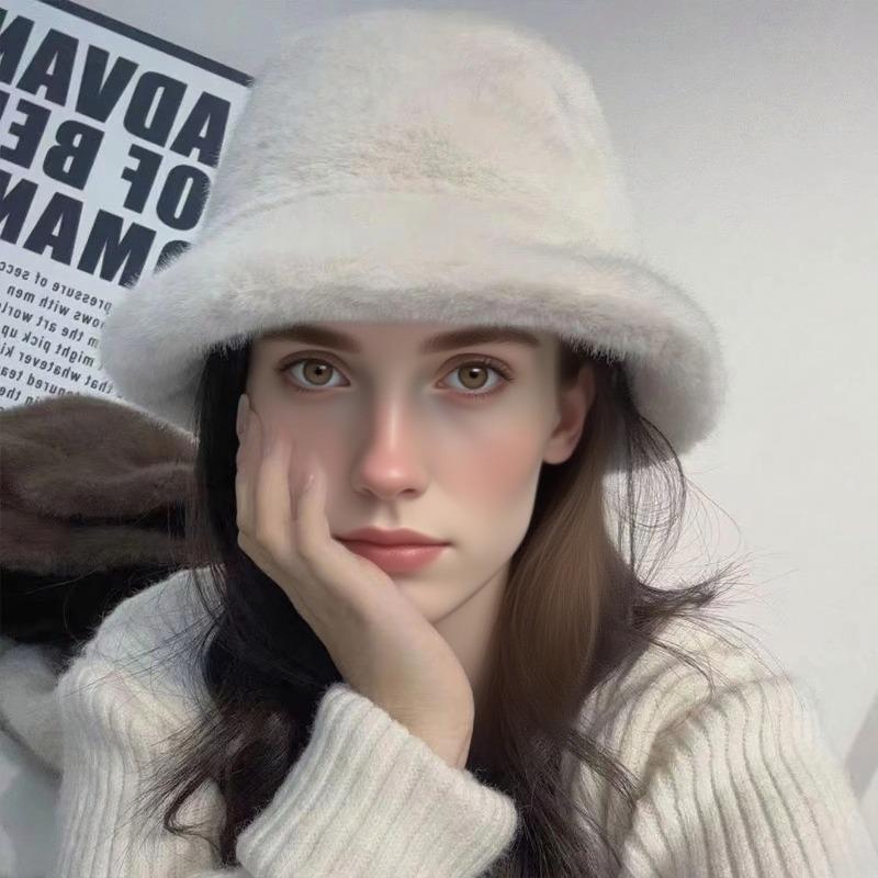 Korean Style Thickened for Keep Warmth Fisherman Hat Women Fashion Solid Color Big Head Circumference Ear Protection Windproof Keep Warmth Bucket Hat