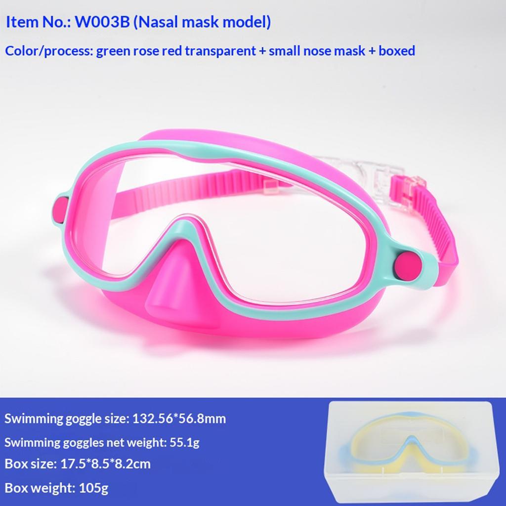 Kids Swim Goggles with Nose Cover Wide View Diving Glasses Snorkel Mask Comfort Fabric Strap Swimming Goggles for Boys & Girls