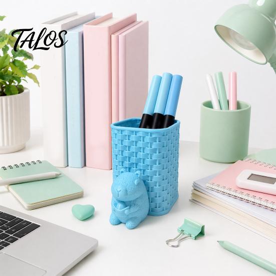 Desk Pen Organizer Capybara Holder, 3D Printed with Basket Pencil Cup Cup, Cute Animal for Makeup Brush Stationery