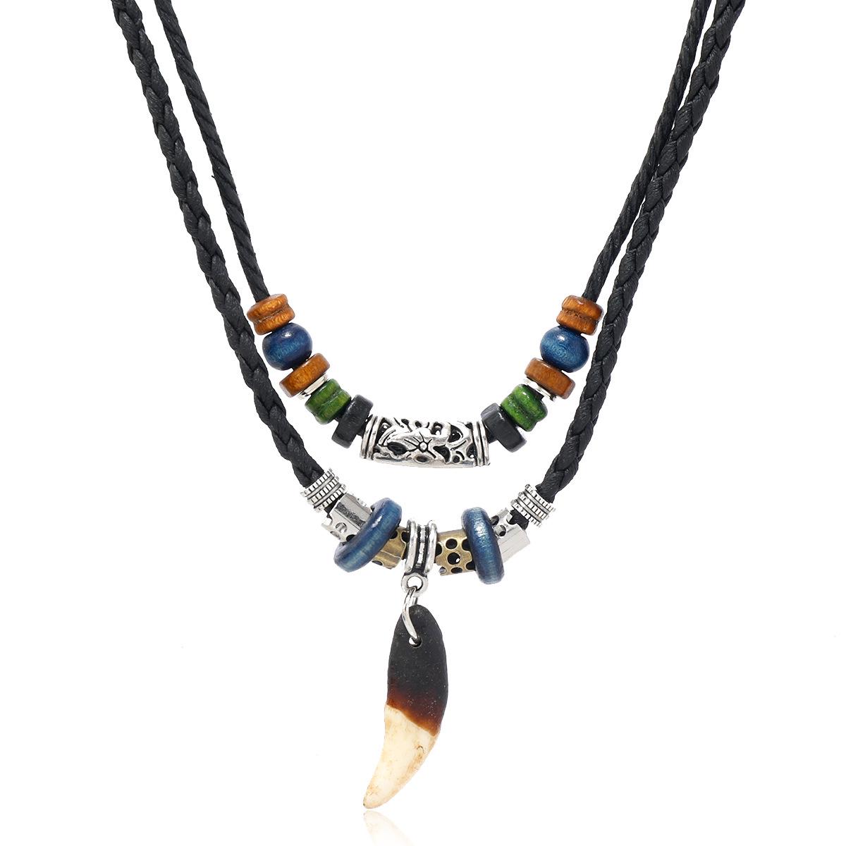 

Ретро Этническое Мужское Ожерелье с Подвеской в виде Собачьего Клыка