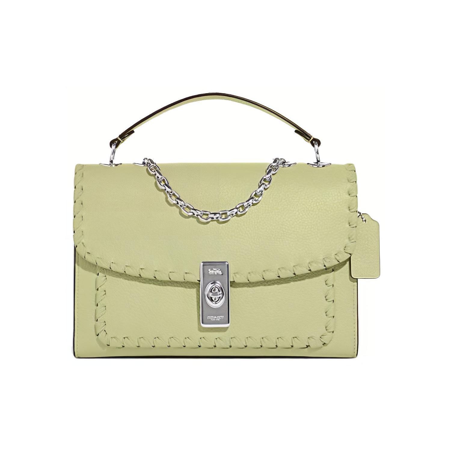 

Coach Lane 26 Lock Stitch Chain Solid Color Leather Handheld Shoulder Crossbody Bag Medium Women Bags Lime-Green CA239-SVM97 Basic Set (Bag+Dust Bag)