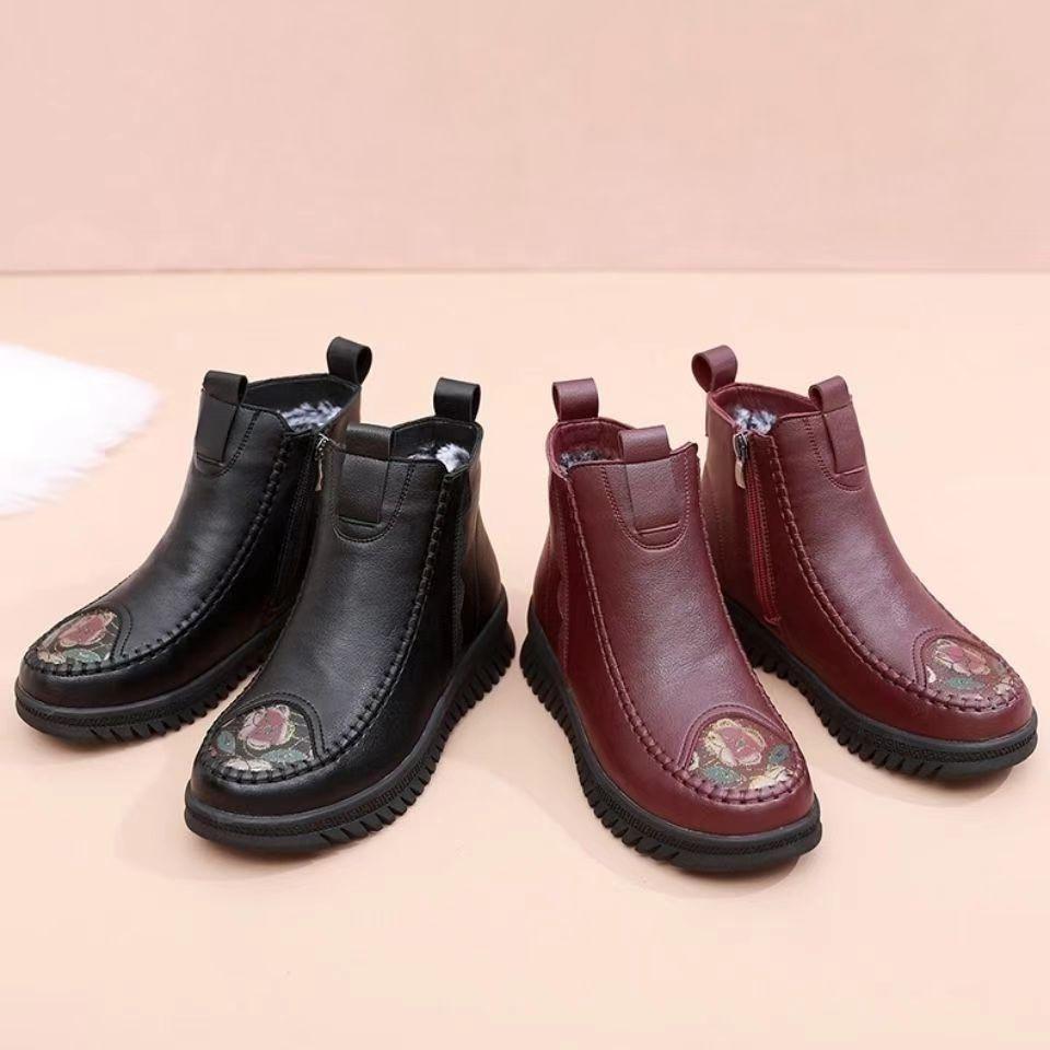 Women's Large Size Soft Sole Winter Warm Anti-slip Fur One Snow Boots Padded Lined Ankle Boots Anti-slip Outdoor Sports Cotton Boots Martin Boots