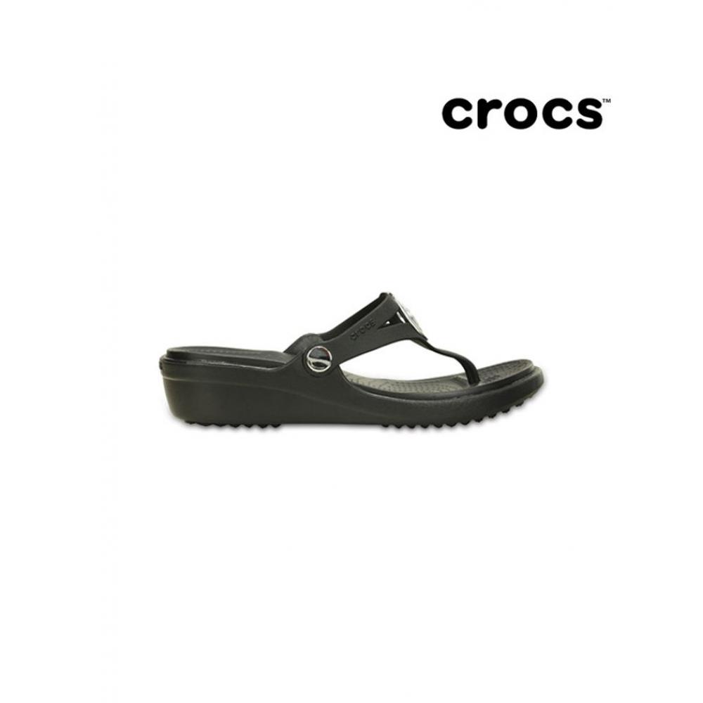 

Crocs женские Sanna Beveled Circle Wedge Flip черные 203342 060 W6 230