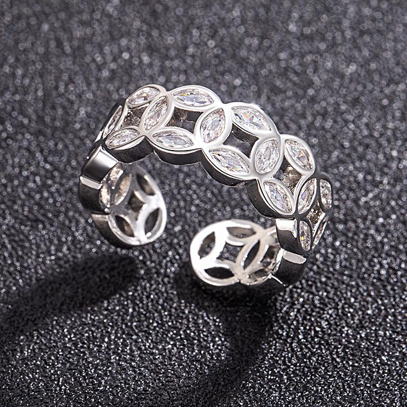 

Hot Moissanite Ring Shining Adjustable Simplicity Exquisite for Women Jewelry Wedding Plated 18K White Gold 925 Sterling Silver resizable