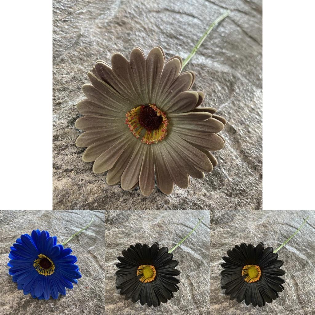 Pu Gerbera Daisy Artificial Flower For Wedding Decor Home Styling Soft Rubber Material