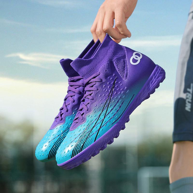 School season high-top football shoes men's and women's TF broken nails artificial turf AG long nails student training football shoes 46