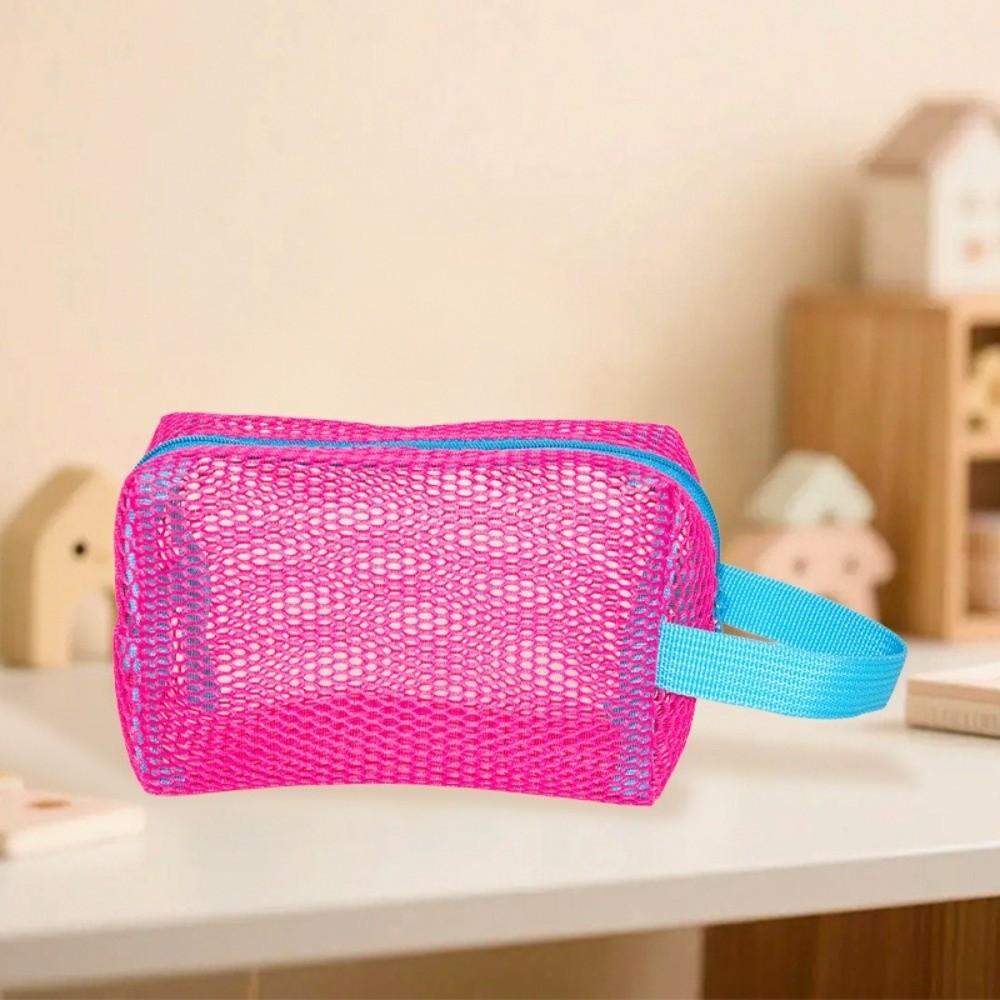 New Dopamine Cosmetic Storage Bag Large Capacity Mesh Coin Purse Handheld Lightweight Toiletry Bag Travel