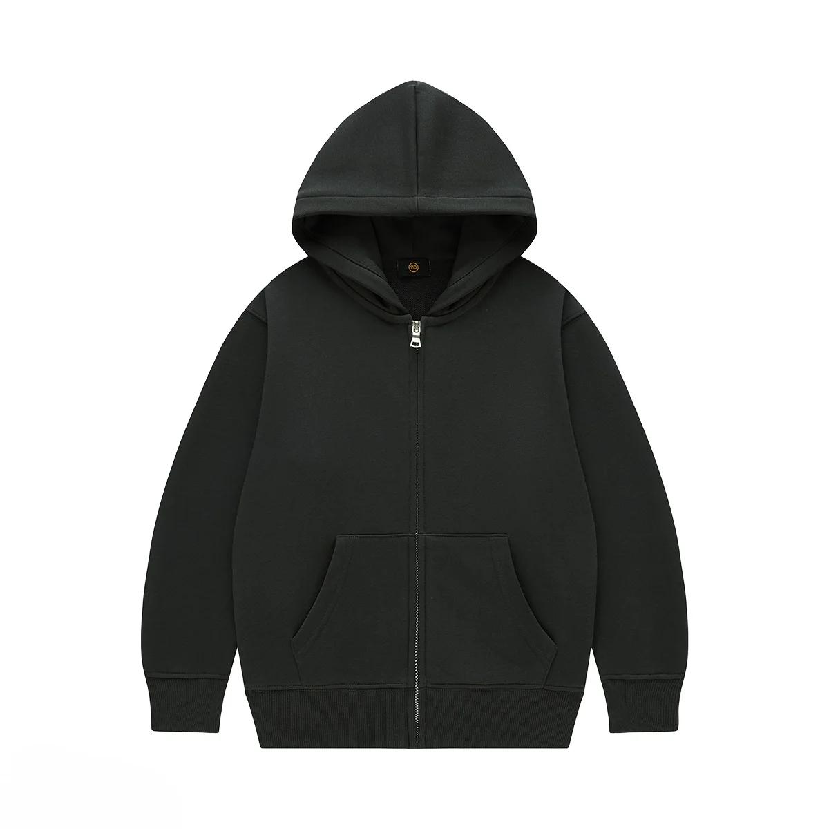 

Подростковые детские толстовки с капюшоном, осенняя 350 г махровая хлопковая толстовка на молнии, куртка для мальчиков и девочек, верхняя одежда, повседневная спортивная базовая одежда для детей 160cm