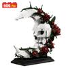 City Creative Horror Series Building Blocks MOC Rose Skull Moon Hourglass Cross Heart Model Assembly Bricks Adult Toys DIY Gift