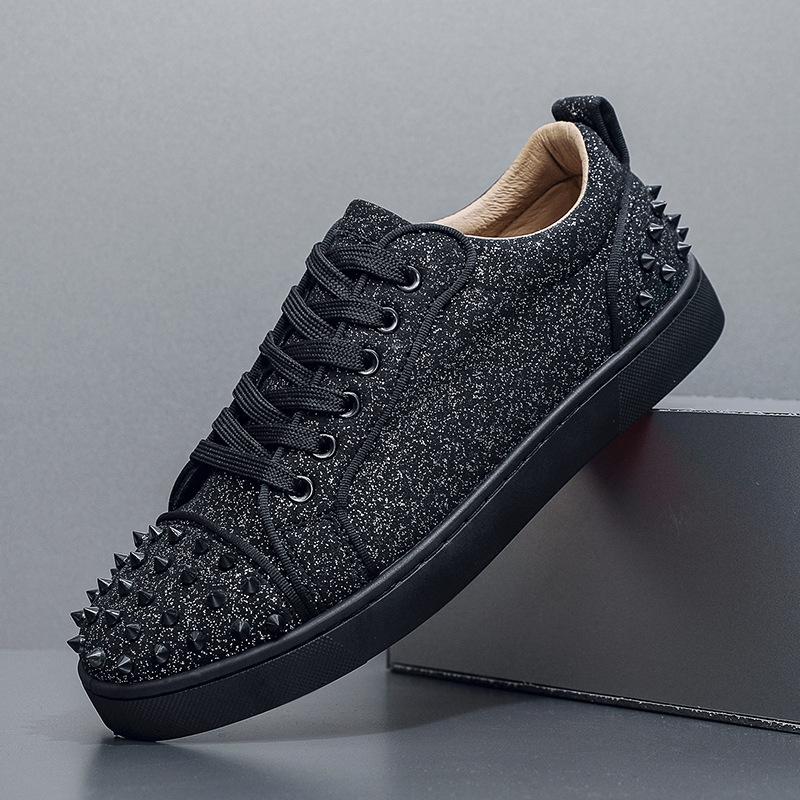 Pantofi casual cu nituri pentru bărbați cu talpă roșie, modă pentru bărbați, spirit diamant fierbinte, tendință băiețească, pantofi pentru bărbați CL053