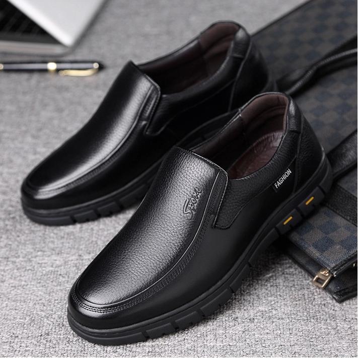 Genuine Leather Men's Shoes Soft Sole Middle-aged And Elderly Casual Leather Shoes Non-slip Wear-resistant Derby Shoes 38-48