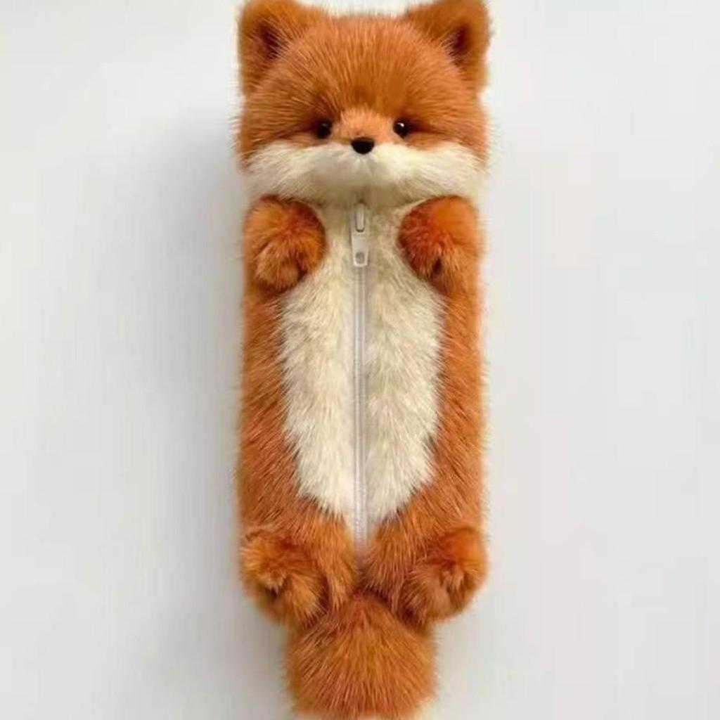 Cute Little Fox Plush Pencil Case - Soft and Adorable Stationery Storage for Students