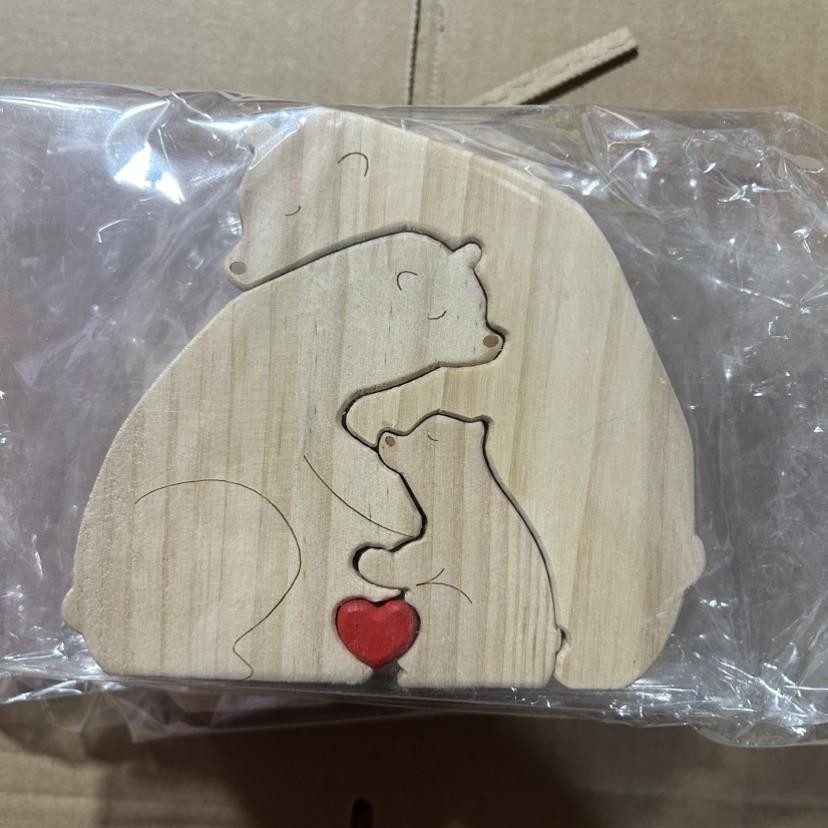 Wooden Puzzle Mother Bear Cub Set DIY Craft Decor Mother's Day Gift