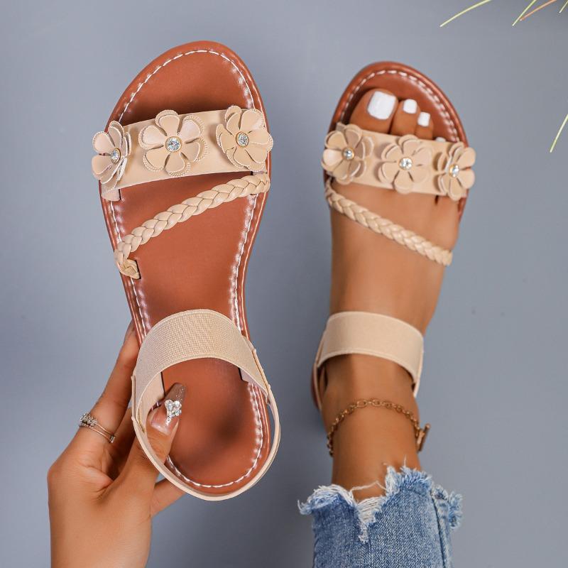 Flat Shoes Flower-shaped Large-sized Sandals Loose and Tight LACES Light Slippers Beach Flip-flops