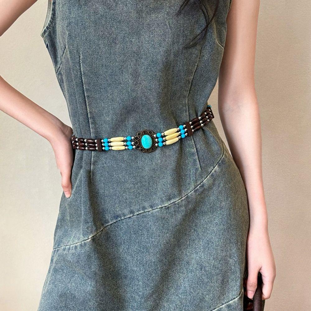 Waistband Bohemian Style Waist Chain PU Leather Weave Belt Elegant Ethnic Style Belt  Dancing