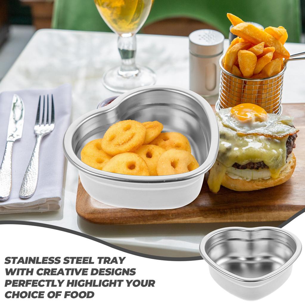 Heart Shaped Stainless Steel Snack Dish Elegant Decorative Serving Platter for Desserts Candies Appetizers Western Dining Home
