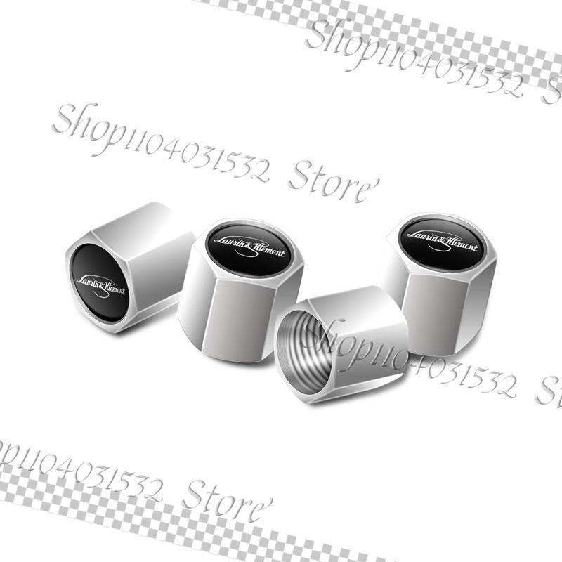 4Pcs Laurin & Klement Emblem Car Wheel Tire Valve Stem Cap Airdust Waterproof Cover For Skoda Superb Kamiq Octavia Rapid Yeti hbkm45