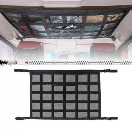 Double-Layer Car Ceiling Cargo Net Pocket Mesh Car Roof Storage Organizer Bag