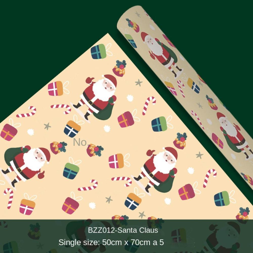 

5 ШТ 50*70см Різдвяний пакувальний папір Папір для подарунків Декор для подарунків Новий DIY Папір для подарунків Різдво 9