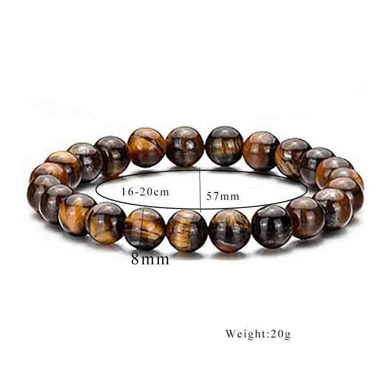 Mens 8mm Natural Stone Beaded Bracelet Geometric Minimalist Design Handmade Polished Volcanic Rock Agate Lapis Lazuli