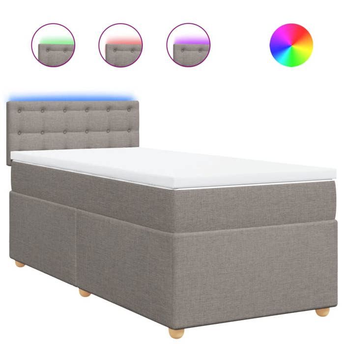VidaXL Sommier à lattes de lit avec matelas Taupe 90x200 cm Tissu 3288881