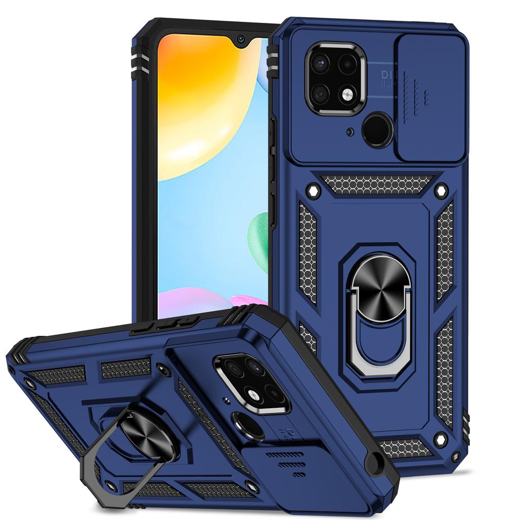 For Xiaomi Redmi 10C/Xiaomi Poco C40 Armor Phone Case Camera Lens Protection Metal Ring Stand Shockproof Case