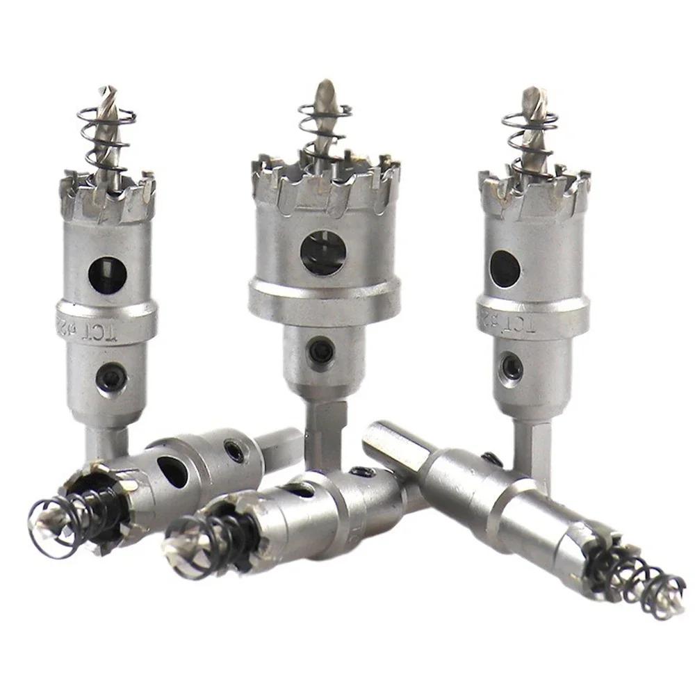 TCT Hole Saw Cutter Alloy Hole Saw Set Carbide Tip for Stainless Steel Iron Plate Metalworking 16-35mm Drilling Crown 6PCS Set