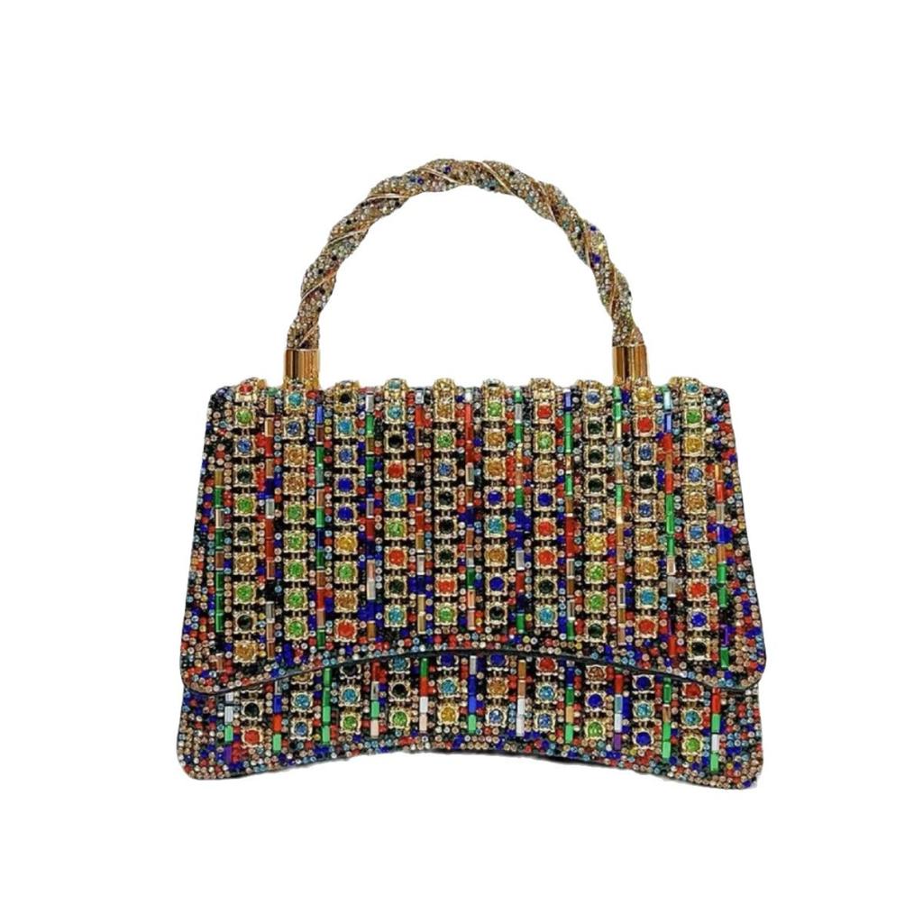 New Western Style Diamond Handbag Versatile Small Fragrant Banquet Bag High End Fashion Party Handbag