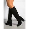 Heeled Fashion Boots 2025 Winter New Plus-size Block-heeled Sleeve Western Boots