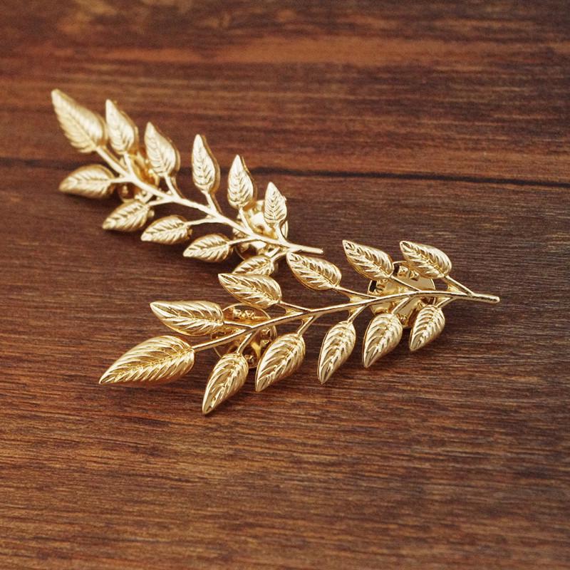 Retro Gold Metal Wheat Ears Brooch Lapel Pin for Men and Women