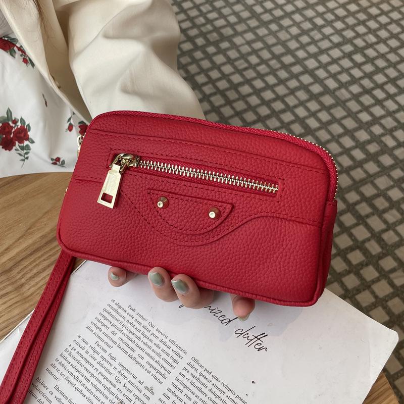 Кошелек на запястье из коровьей кожи высшего качества с двойной молнией большой вместимости - Новая модель 2025 года высокоценная монетница 1570₽